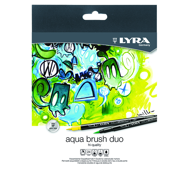 Pennarelli Aqua Brush Duo - punte 2,00 - 4,00 mm - Lyra - astuccio 24 pezzi
