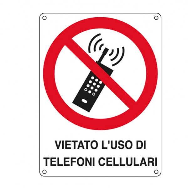 Cartello segnalatore - 16,6x23,3 cm - VIETATO L'USO DI TELEFONI CELLULARI - alluminio - Cartelli Segnalatori Cartello segnalatore - 16,6x23,3 cm - VIETATO L'USO DI TELEFONI CELLULARI - alluminio - Cartelli Segnalatori