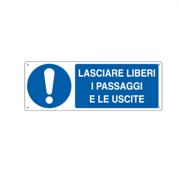 Cartello segnalatore - 35x12,5 cm - LASCIARE LIBERI I PASSAGGI E LE USCITE - alluminio - Cartelli Segnalatori Cartello segnalatore - 35x12,5 cm - LASCIARE LIBERI I PASSAGGI E LE USCITE - alluminio - Cartelli Segnalatori