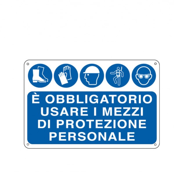 Cartello segnalatore - 30x20 cm - E' OBBLIGATORIO USARE I MEZZI DI PROTEZIONE INDIVIDUALE - alluminio - Cartelli Segnalatori Cartello segnalatore - 30x20 cm - E' OBBLIGATORIO USARE I MEZZI DI PROTEZIONE INDIVIDUALE - alluminio - Cartelli Segnalatori