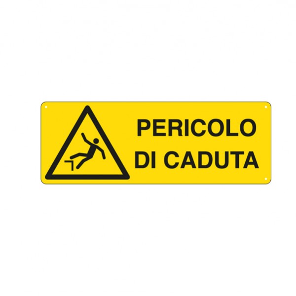 Cartello segnalatore - 35x12,5 cm - PERICOLO DI CADUTA - alluminio - Cartelli Segnalatori Cartello segnalatore - 35x12,5 cm - PERICOLO DI CADUTA - alluminio - Cartelli Segnalatori