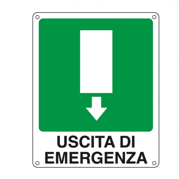 Cartello segnalatore - 25x31 cm - USCITA DI EMERGENZA - alluminio - Cartelli Segnalatori Cartello segnalatore - 25x31 cm - USCITA DI EMERGENZA - alluminio - Cartelli Segnalatori
