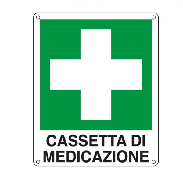 Cartello segnalatore - 16x21 cm - CASSETTA DI MEDICAZIONE - alluminio - Cartelli Segnalatori Cartello segnalatore - 16x21 cm - CASSETTA DI MEDICAZIONE - alluminio - Cartelli Segnalatori
