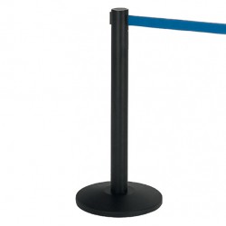 Colonnina segnapercorso Alfa nera - altezza 95 cm - nastro retrattile blu da 200 cm - Medial