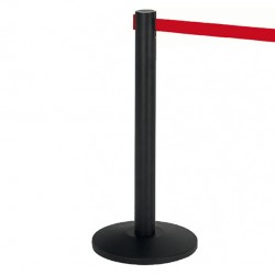 Colonnina segnapercorso Alfa nera - altezza 95 cm - nastro retrattile rosso da 200 cm - Medial