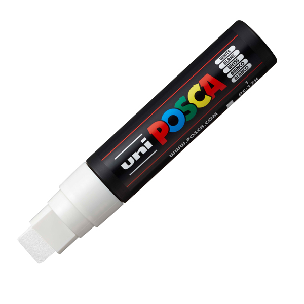 Marcatore a base d'acqua Uni Posca PC17K - punta extra large a scalpello 15,0mm - bianco - Uni Mitsubishi Marcatore a base d'acqua Uni Posca PC17K - punta extra large a scalpello 15,0mm - bianco - Uni Mitsubishi