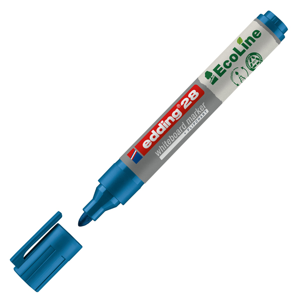 Marcatore per lavagne bianche 28 EcoLine - punta conica - da 1,5 a 3 mm - blu - Edding Marcatore per lavagne bianche 28 EcoLine - punta conica - da 1,5 a 3 mm - blu - Edding