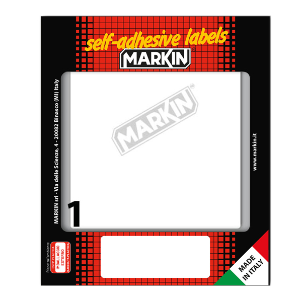 Etichette adesive - in carta - permanenti - 142 x 110 mm - 1 et/fg - 10 fogli - bianco - Markin Etichette adesive - in carta - permanenti - 142 x 110 mm - 1 et/fg - 10 fogli - bianco - Markin