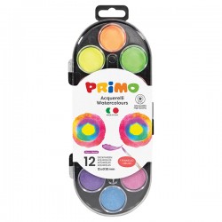 Pastiglie Acquerelli fluo e metal - Primo - astuccio 12 pezzi