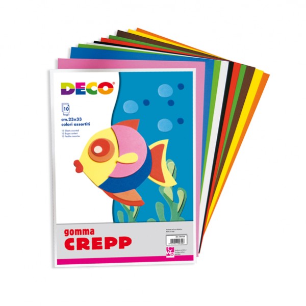 Gomma Crepp - 20 x 30 cm - colori assortiti - Deco - conf. 10 fogli Gomma Crepp - 20 x 30 cm - colori assortiti - Deco - conf. 10 fogli