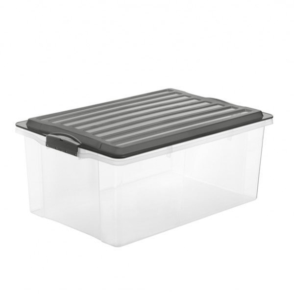 Contenitore Compact - 57x40x25 cm - A3 - 38 L - PPL - coperchio nero - trasparente - Rotho Contenitore Compact - 57x40x25 cm - A3 - 38 L - PPL - coperchio nero - trasparente - Rotho