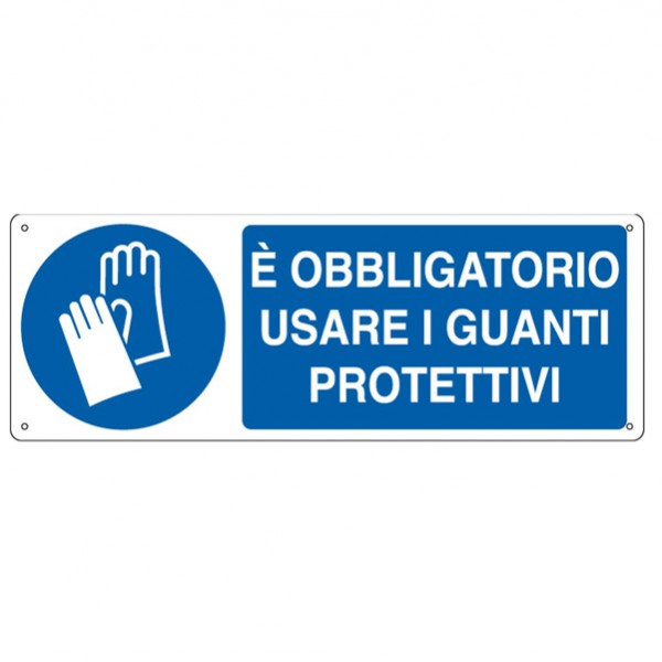 Cartello segnalatore - 35x12,5 cm - E' OBBLIGATORIO USARE I GUANTI PROTETTIVI - alluminio - Cartelli Segnalatori Cartello segnalatore - 35x12,5 cm - E' OBBLIGATORIO USARE I GUANTI PROTETTIVI - alluminio - Cartelli Segnalatori