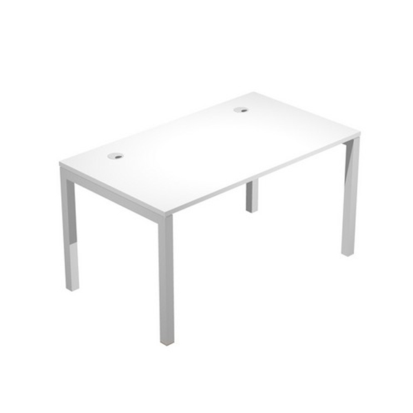 Scrivania singola Agorà - 140 x 80 x 74,6 cm - Bianco/grigio alluminio Scrivania singola Agorà - 140 x 80 x 74,6 cm - Bianco/grigio alluminio