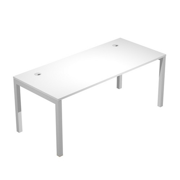 Scrivania singola Agorà - 180 x 80 x 74,6 cm - Bianco/grigio alluminio Scrivania singola Agorà - 180 x 80 x 74,6 cm - Bianco/grigio alluminio