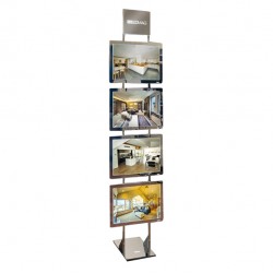 Espositore da pavimento Freestanding LEDMAG - 4 cornici magnetiche A3 retroilluminate a LED - altezza 200 cm - Tecnostyl