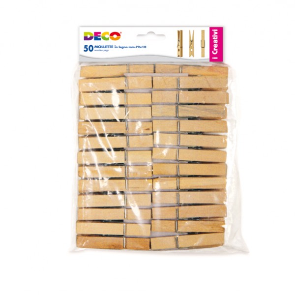 Molletta in legno - 72 x 10 mm - DECO - busta 50 pezzi Molletta in legno - 72 x 10 mm - DECO - busta 50 pezzi