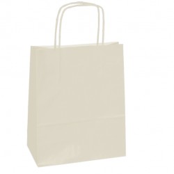 Shopper Twisted - maniglie cordino - 14 x 9 x 21 cm - carta kraft - avorio - Mainetti Bags - conf. 25 sacchetti