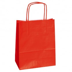 Shopper Twisted - maniglie cordino - 14 x 9 x 21 cm - carta kraft - rosso - Mainetti Bags - conf. 25 pezzi