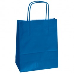 Shopper Twisted - maniglie cordino - 14 x 9 x 21 cm - carta kraft - blu - Mainetti Bags - conf. 25 pezzi