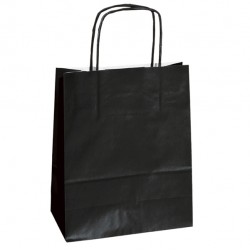 Shopper Twisted - maniglie cordino - 14 x 9 x 21 cm - carta kraft - nero - Mainetti Bags - conf. 25 pezzi
