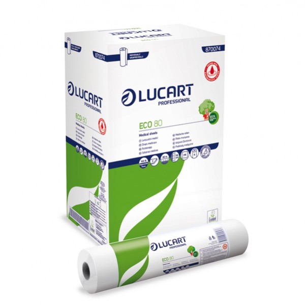 Lenzuolino medico Eco 80 - diametro 14,3 cm - 59 cm x 80 mt - bianco - Lucart Lenzuolino medico Eco 80 - diametro 14,3 cm - 59 cm x 80 mt - bianco - Lucart