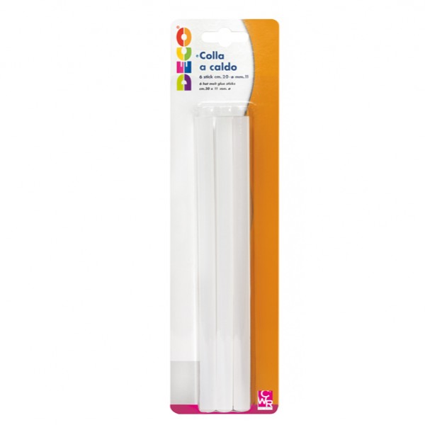 Colla per pistola grande - ø11mm - lunghezza 20cm - Deco - conf. 6 pezzi Colla per pistola grande - ø11mm - lunghezza 20cm - Deco - conf. 6 pezzi