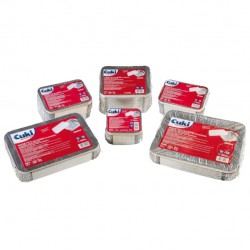 Contenitore in alluminio - 31,9 x 25,9 x 5 cm - 8 porzioni - coperchio incluso - Cuki Professional - pack 25 pezzi