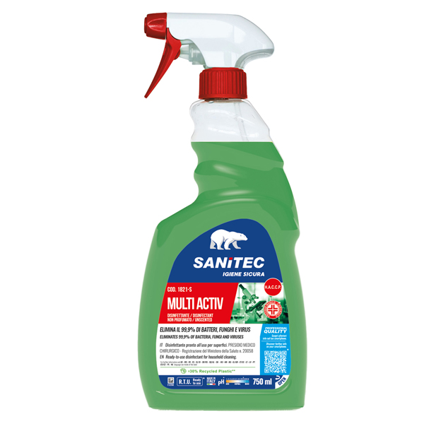 Sgrassatore disinfettante Multi Activ - trigger 750 ml - non profumato - Sanitec Sgrassatore disinfettante Multi Activ - trigger 750 ml - non profumato - Sanitec