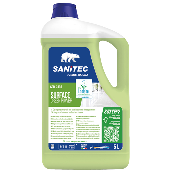 Detergente pavimenti Surface Green Power - 5 L - floreale - Sanitec Detergente pavimenti Surface Green Power - 5 L - floreale - Sanitec