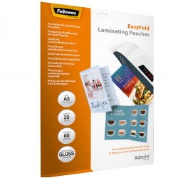 Pouches Admire Easyfold - A3 - cordonate - Fellowes - scatola 25 pezzi