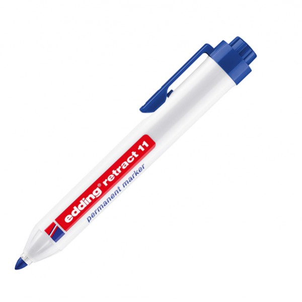 Marcatore permanente a scatto 11 - punta tonda - da 1,5 a 3 mm - blu - Edding Marcatore permanente a scatto 11 - punta tonda - da 1,5 a 3 mm - blu - Edding
