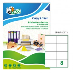 Etichette adesive LP4W - in carta - con margini - permanenti - 105 x 72 mm - 8 et/fg - 100 fogli - bianco - Tico