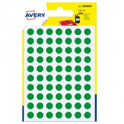 Etichette adesive tonde PSA - in carta - permanenti - diametro 8 mm - 70 et/fg - 7 fogli - verde - Avery