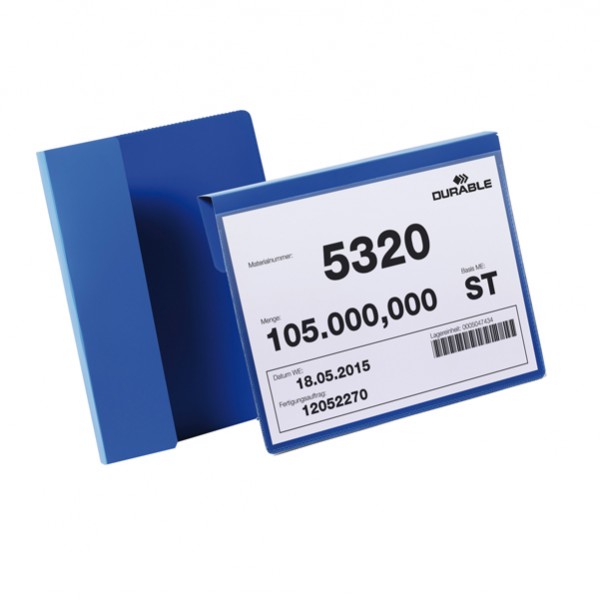 Buste identificative - con aletta pieghevole - A5 orizzontale - blu - Durable - conf. 50 pezzi Buste identificative - con aletta pieghevole - A5 orizzontale - blu - Durable - conf. 50 pezzi