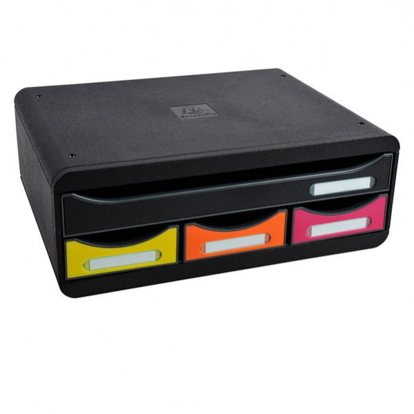 Cassettiera Toolbox - 27 x 35,5 x 13,5 cm - 4 cassetti - nero/arlecchino - Exacompta Cassettiera Toolbox - 27 x 35,5 x 13,5 cm - 4 cassetti - nero/arlecchino - Exacompta