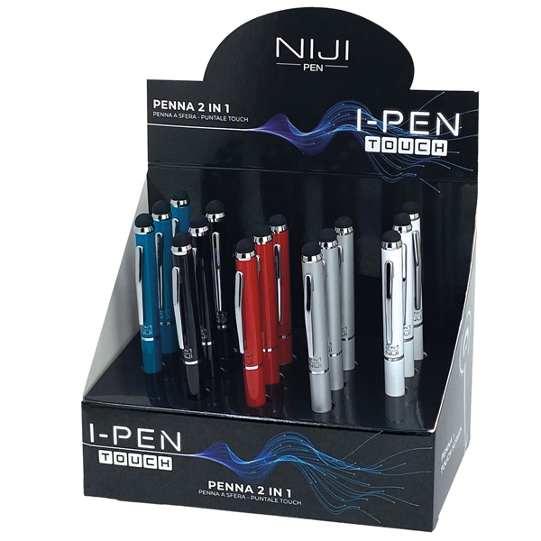 Penna a sfera mini I-PEN 2 in1 - puntale touch - colori assortiti - Lebez - expo 15 pezzi Penna a sfera mini I-PEN 2 in1 - puntale touch - colori assortiti - Lebez - expo 15 pezzi