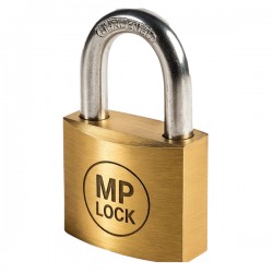 Lucchetto ad arco - ottone massiccio - 7,7 x 5 x 1,6 cm - oro - Metalplus