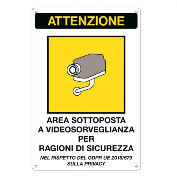 Cartello segnalatore - 20x30 cm - AREA SOTTOPOSTA A VIDEOSORVEGLIANZA - alluminio - Cartelli Segnalatori Cartello segnalatore - 20x30 cm - AREA SOTTOPOSTA A VIDEOSORVEGLIANZA - alluminio - Cartelli Segnalatori