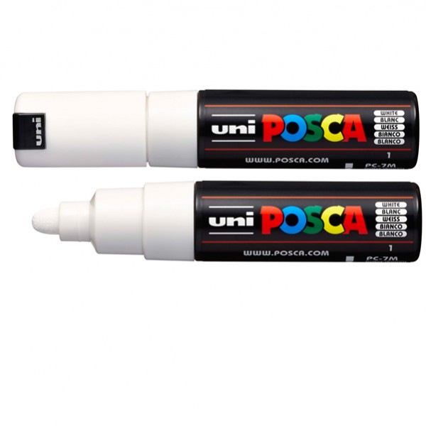 Marcatore a base d'acqua Uni Posca PC7M - punta tonda large 4,5 mm-5,5mm - bianco - Uni Mitsubishi Marcatore a base d'acqua Uni Posca PC7M - punta tonda large 4,5 mm-5,5mm - bianco - Uni Mitsubishi