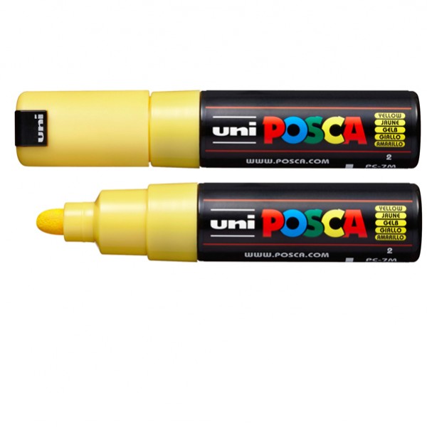 Marcatore a base d'acqua Uni Posca PC7M - punta tonda large 4,5 mm-5,5mm - giallo - Uni Mitsubishi Marcatore a base d'acqua Uni Posca PC7M - punta tonda large 4,5 mm-5,5mm - giallo - Uni Mitsubishi