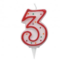 Candelina Zuccherino - numero 3 - H 8.5 cm - Big Party