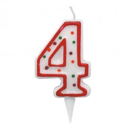Candelina Zuccherino - numero 4 - H 8.5 cm - Big Party