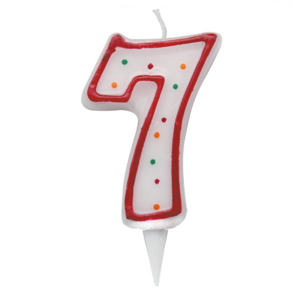 Candelina Zuccherino - numero 7 - H 8.5 cm - Big Party