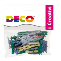 Mollettine mini - in legno - colori pastello - 25 mm  - Deco - conf. 45 pezzi