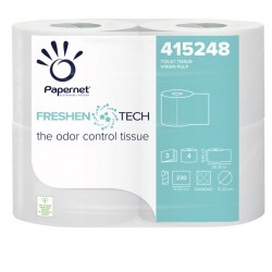 Carta igienica classica Freshen Tech - 3 veli - 230 strappi - diametro 12,2 cm -15,5 gr - 9,5 cm x 25,3 mt - Papernet - pacco 4 rotoli