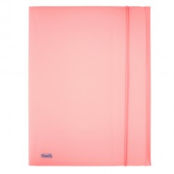 Cartella 3 lembi con elastico Pastel - 24 x 33cm - dorso 1 cm - PP - cipria - Favorit