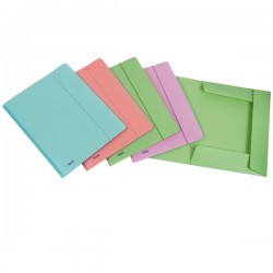 Cartella 3 lembi con elastico Pastel - 24 x 33cm - dorso 1 cm - PP - colori assortiti - Favorit