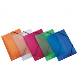 Cartella 3 lembi con elastico angolare Lumina - 22 x 30cm - dorso variabile - PP - colori assortiti - Favorit