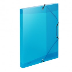 Cartella 3 lembi con elastico angolare Lumina - 24 x 32cm - dorso 2,5 cm - PP - blu - Favorit
