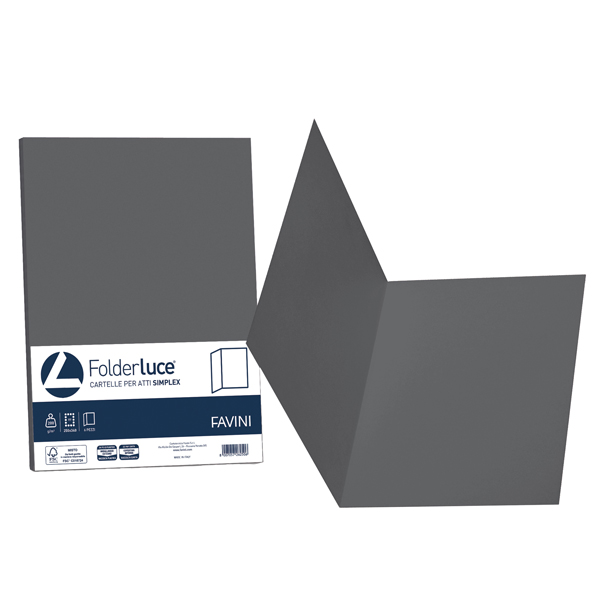 Cartellina semplice Luce - 200 gr - A4 - grafite - cartoncino bristol - Favini - conf. 50 pezzi Cartellina semplice Luce - 200 gr - A4 - grafite - cartoncino bristol - Favini - conf. 50 pezzi